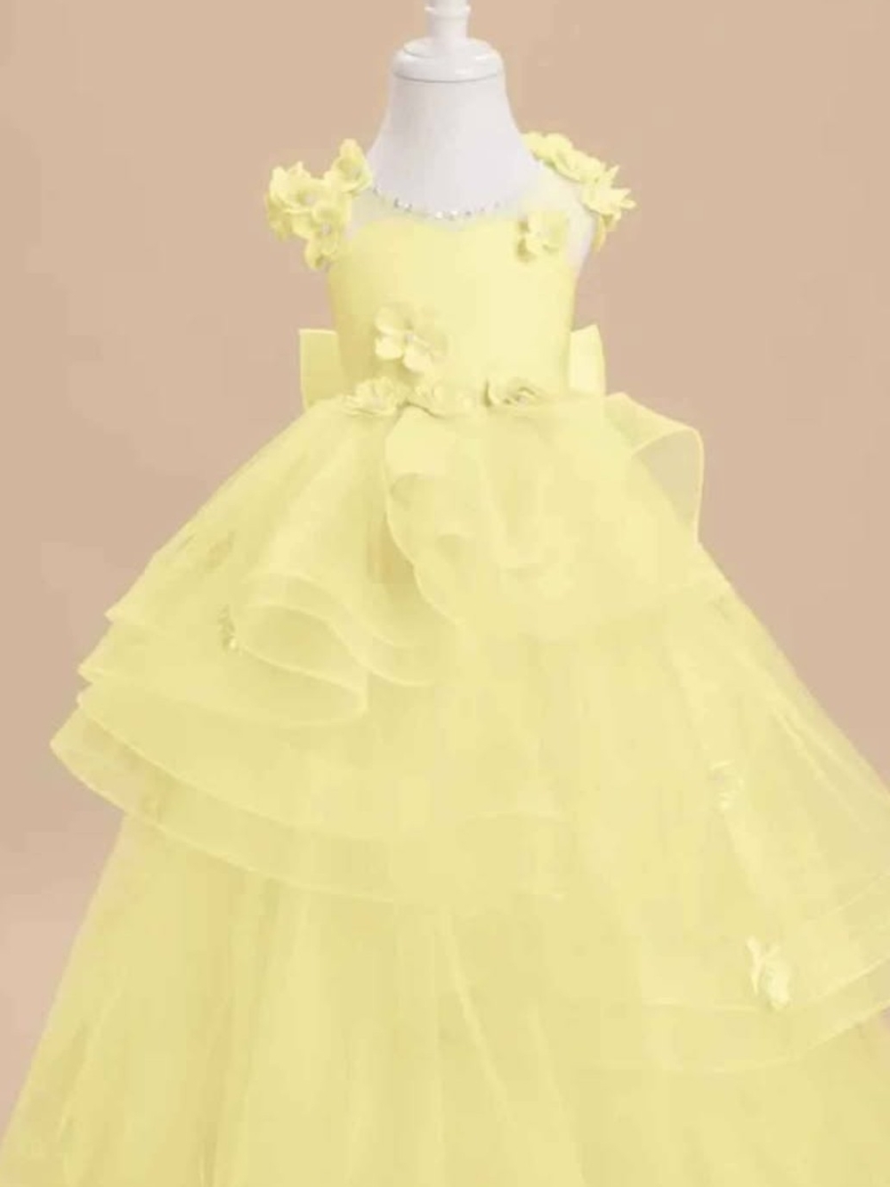 JJs House Pale Yellow Floral Tulle Gown for Girls